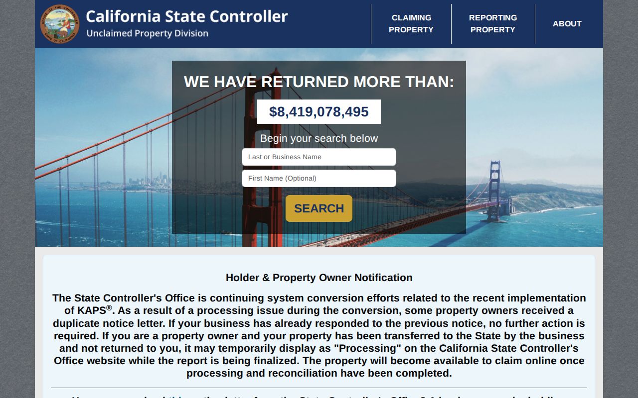 Salinas residents directory California unclaimed property search
