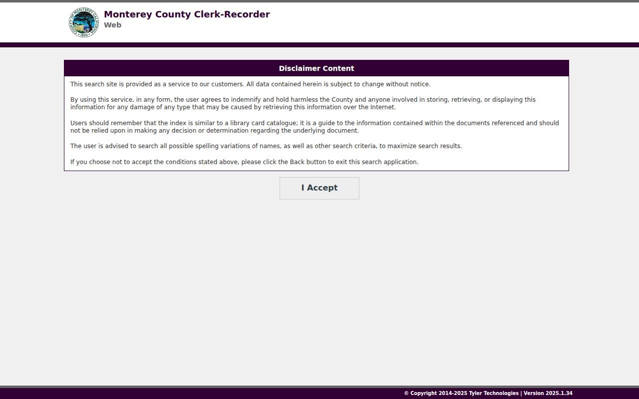 Salinas street directory Monterey County recorder deed index