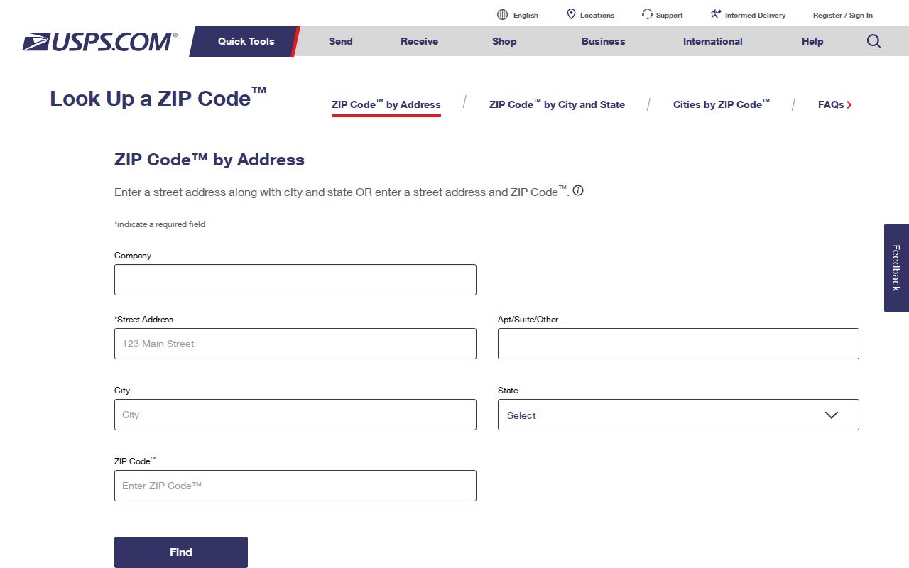 Salinas ZIP code directory USPS address lookup form